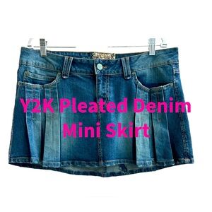 🎈Y2K AMERICAN RAG CIE Pleated Denim Mini Skirt🎈